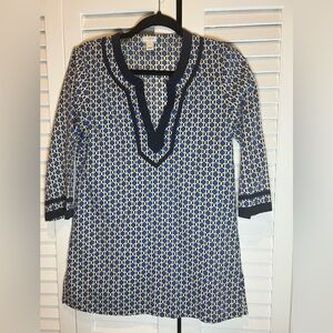 J Crew Navy and Yellow Geometric Women's Tunic‎ XS